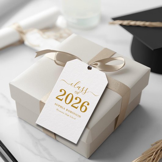Klas van 2026 Gouden Script Afstuderen Cadeaulabel