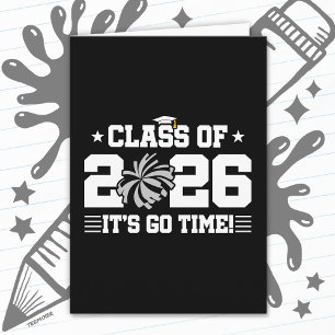 Klas van 2026 Grijs Cheer Afstudeer It's Go Time Kaart
