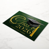 Klas van 2026 Groene Afstudeerceremonie Folie Uitnodiging (Gedraaid)