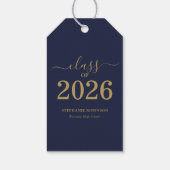 Klas van 2026 Navy Blauwe Gouden Script Afstuderen Cadeaulabel (Achterkant)