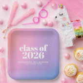 Klas van 2026 Paarse Gradiënt Aangepaste Afstudere Papieren Bordje (Feest)
