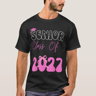Klas van 2027 Afgestudeerd 2027 Coquette Roze Stri T-shirt