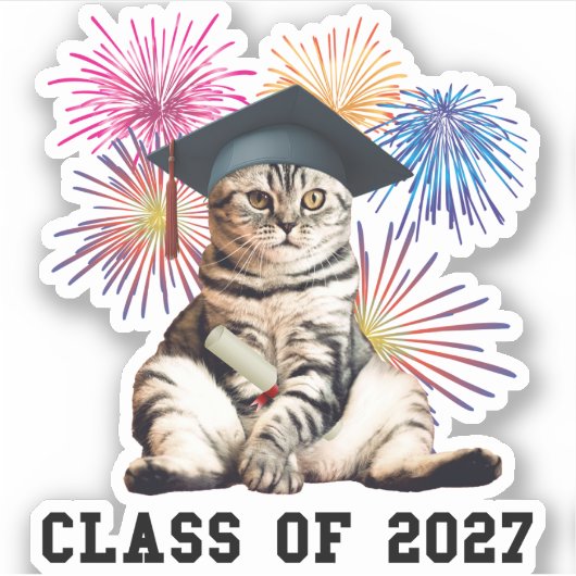 Klas van 2027 Kattenliefhebber Sticker (Voorkant)