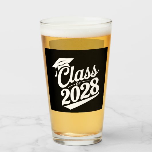 Klas van 2028 Trots Afgestudeerde Afstuderen Glas (Voorkant gevuld)
