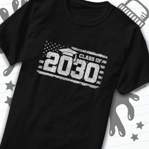 Klas van 2030 Afstuderen Amerikaanse Vlag Senior 2 T-shirt
