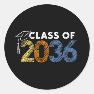 Klas van 2036 Groei Met Mij Eerste Dag Van School Ronde Sticker