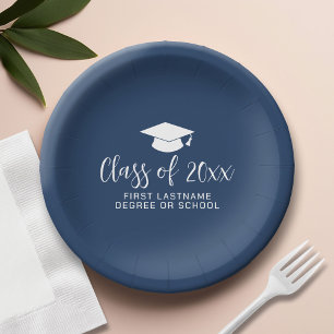 Klas van 20xx trendy schrift en naam - Navy Papieren Bordje