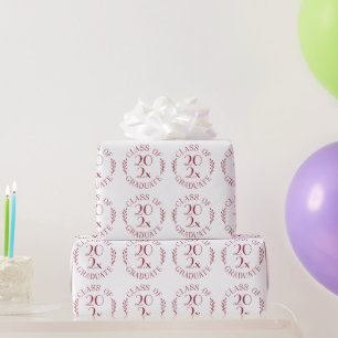 Klas van Jaar Afgestudeerd Bourgondië Witte Typogr Cadeaupapier