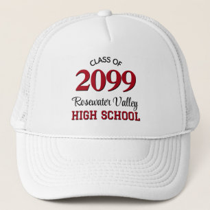 Klas van Jaar Schoolkleuren Rood Zwart Trucker Pet
