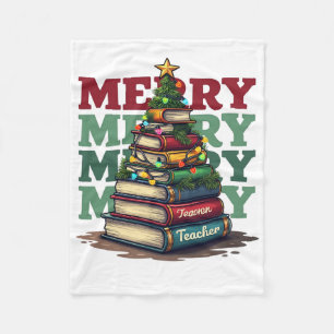 Klaslokaal Cadeau Prettig Kerstfeest Leraar Boek Fleece Deken