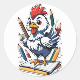 Klaslokaal Chick - Een Back-to-School Inspiratie Ronde Sticker