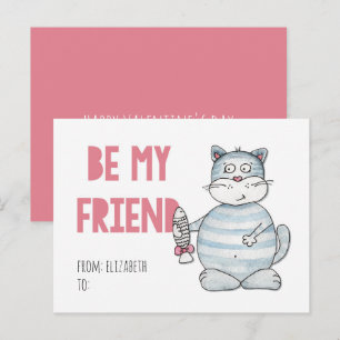 Klaslokaal kinder Valentijnse. Schattigee kat. Wee Feestdagenkaart