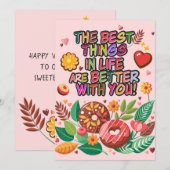 Klaslokaal Valentijnsdag Boho Donuts en Bloemen Feestdagenkaart (Voorkant / Achterkant)