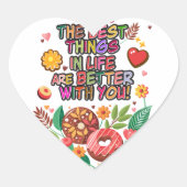 Klaslokaal Valentijnsdag Boho Donuts en Flowers Hart Sticker (Voorkant)