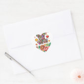 Klaslokaal Valentijnsdag Boho Donuts en Flowers Hart Sticker (Envelop)