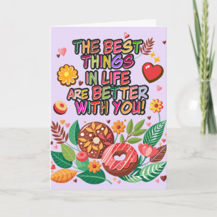 Klaslokaal Valentijnsdag Boho Donuts en Flowers Kaart