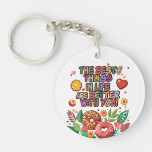 Klaslokaal Valentijnsdag Boho Donuts en Flowers Sleutelhanger