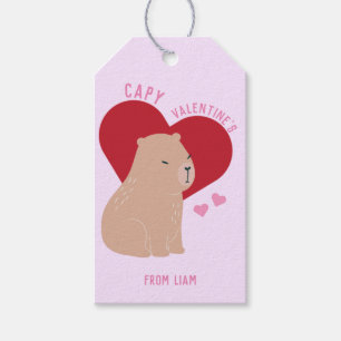 Klaslokaal Valentijnsdag Capybara Cadeaulabel