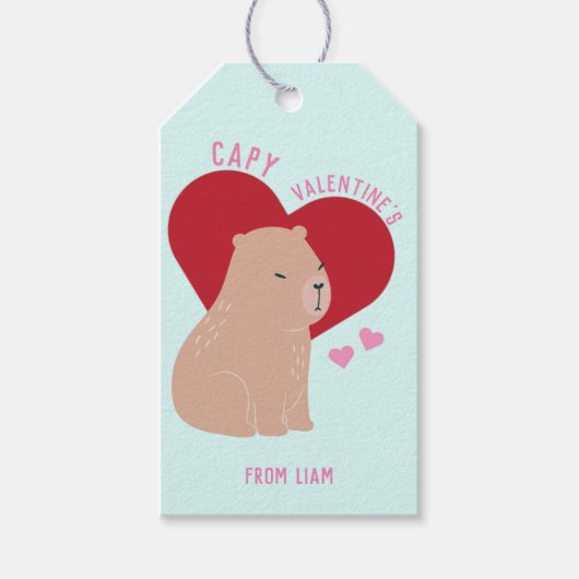Klaslokaal Valentijnsdag Capybara Cadeaulabel (Voorkant)