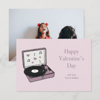Klaslokaal Valentijnse Record Player Fotokaart Bedankkaart