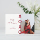 Klaslokaal Valentijnse  Rode XOXO-fotokaart Bedankkaart (Staand voorkant)