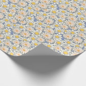 Klasretro floreel patroon l Geel en blauw Cadeaupapier (Hoek)