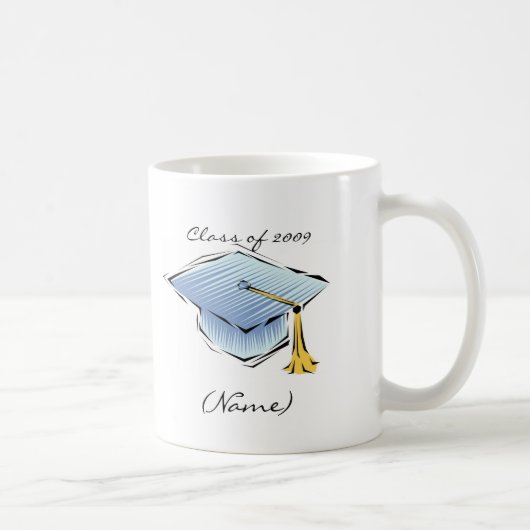 Klasse 2009 Blue Graduation Cap Custom Mok (Rechts)