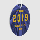 Klasse 2019 Blauwe en goudversiering door Janz Ornament (voorkant)