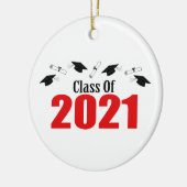 Klasse 2021 Petten en diploma's (rood) Keramisch Ornament (Links)