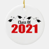 Klasse 2021 Petten en diploma's (rood) Keramisch Ornament (Achterkant)