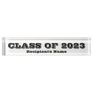 Klasse 2023 Clear Black Paperweight van Janz Naambordje