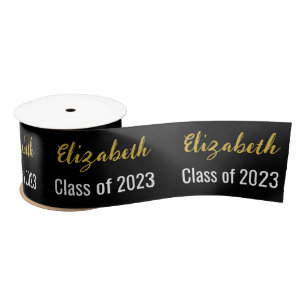 Klasse 2023 en Graduate's Name Black White Gold Lint