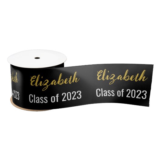 Klasse 2023 en Graduate's Name Black White Gold Lint (Spoel)