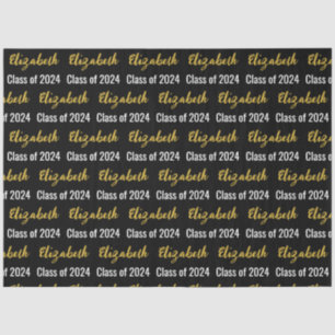 Klasse 2023 en Graduate's Name Black White Gold Tissuepapier