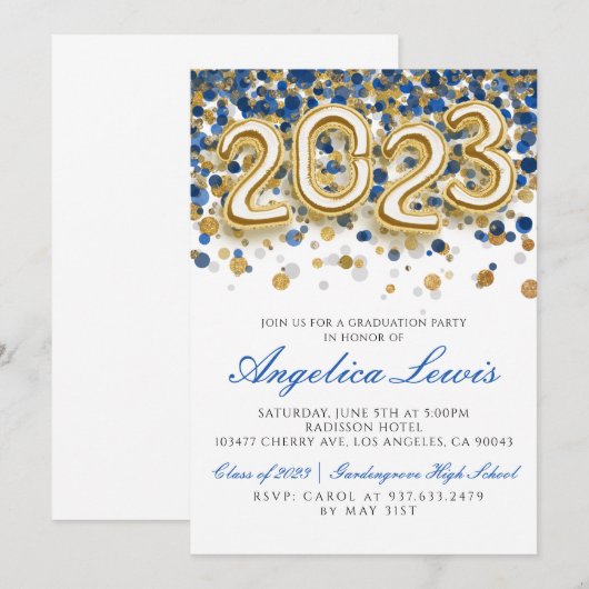 Klasse 2023 Graduation Party Invitation Kaart (Voorkant / Achterkant)