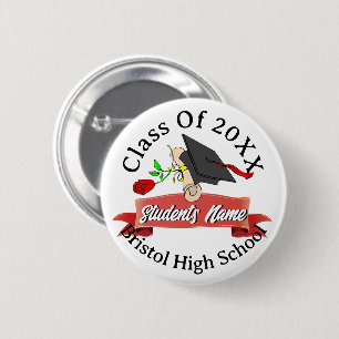 Klasse 2023 Persoonlijke diplomatie Cap Diploma Ronde Button 5,7 Cm