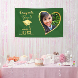 Klasse 2025 Afstudeerder Foto Groen en Goud Afstud Spandoek