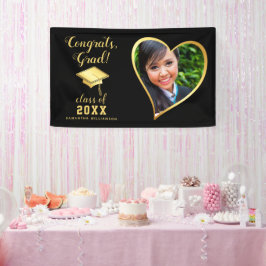 Klasse 2025 Afstudeerder Foto Zwart en Goud Afstud Spandoek