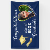 Klasse 2025 Afstuderen Foto Blauw Afstuderen Spandoek (Verticaal)