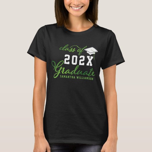 Klasse 2025 Afstuderen Groen Wit Zwart Afstuderen T-shirt (Voorkant)