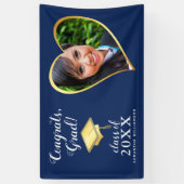 Klasse 2025 Foto Blauw Goud Wit Afstuderen Spandoek (Verticaal)