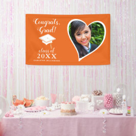 Klasse 2025 Foto Sinaasappel en wit Afstuderen Spandoek