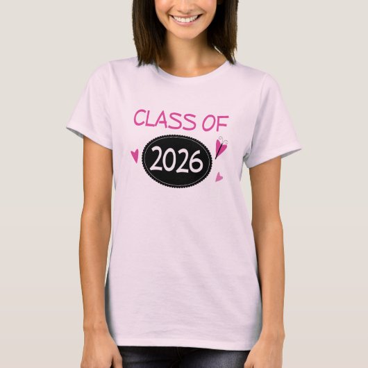 Klasse 2026 Roze vlinder T-shirt (Voorkant)