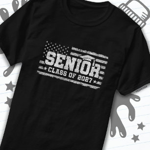 Klasse 2027 Afstuderen Amerikaanse vlag Senior 202 T-shirt