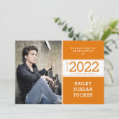 Klasse 2 jaar Oranje en wit 2-foto-Afstuderen Aankondiging (Staand voorkant)