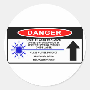 Klasse 4 445nm-de Sticker van de Laserwaarschuwing