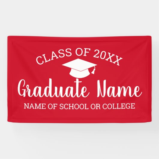 Klasse Afstudeerder Afstuderen Afstuderen rood wit Spandoek (Horizontaal)