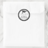 Klasse | Afstudeerder Pet & Jaar | Zwart-wit Ronde Sticker (Tas)