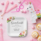 Klasse afstudeerder van de Floral Graduation Party Papieren Bordje (Feest)