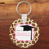 Klasse afstuderen 2011 - Afdrukken en roze Giraffe Sleutelhanger (Voorkant)